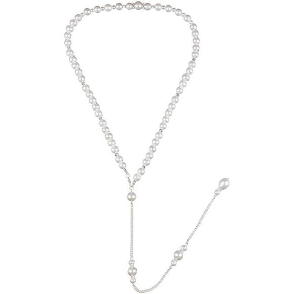 WHITE Pearl Backdrop Necklace - Picture 4 of 7
